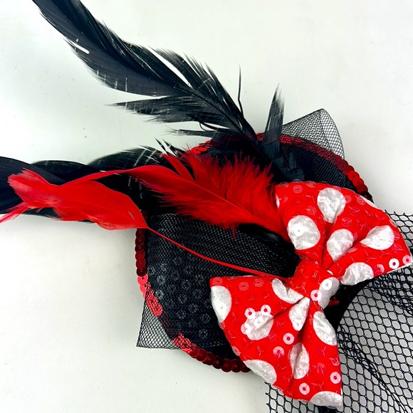 Disney Minnie Mouse feather veil mouse hears headband - Picture 2 of 6